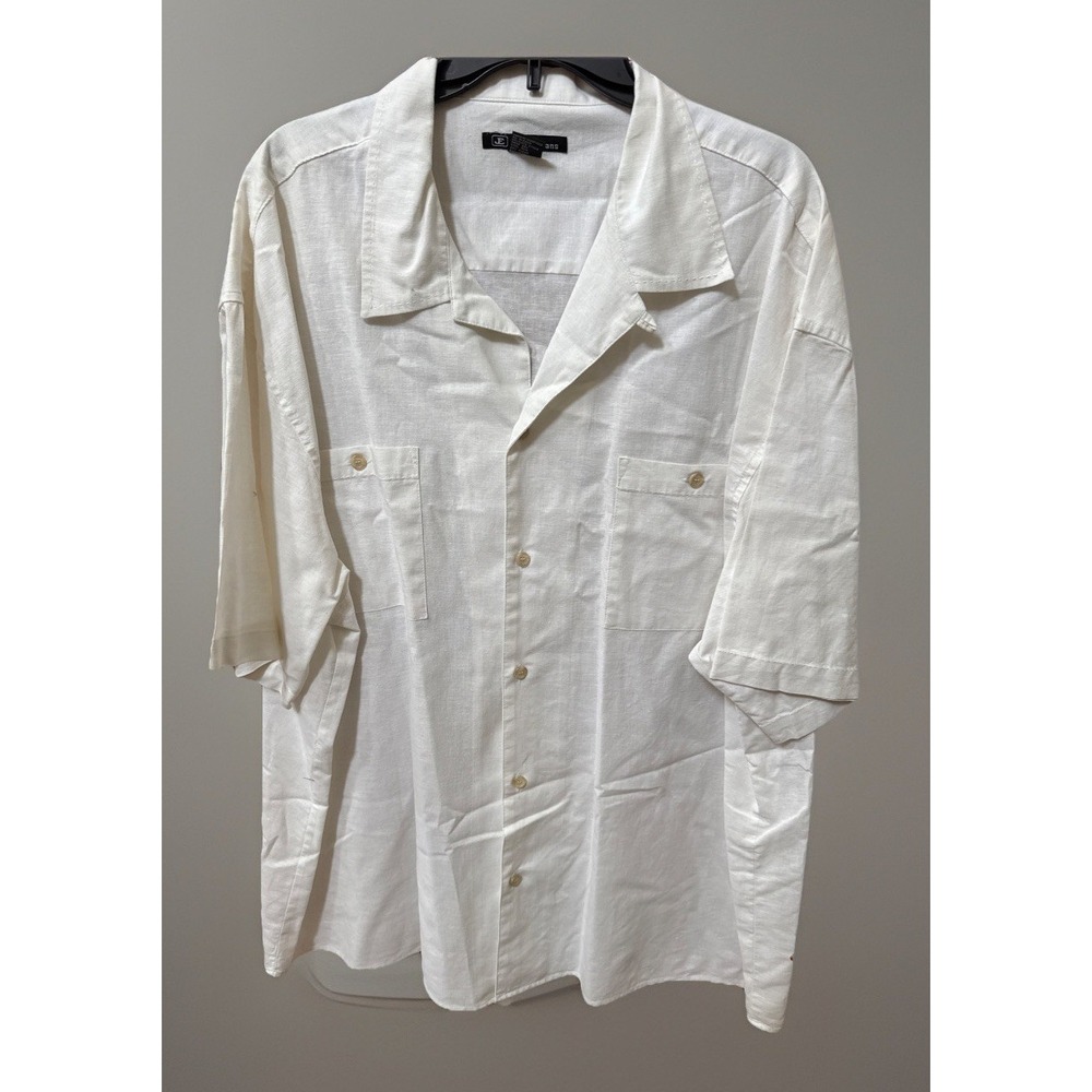 Jason Evans Men's SZ XXL Linen/Cotton  Sleeve Casual White Shirt Vacation Cool